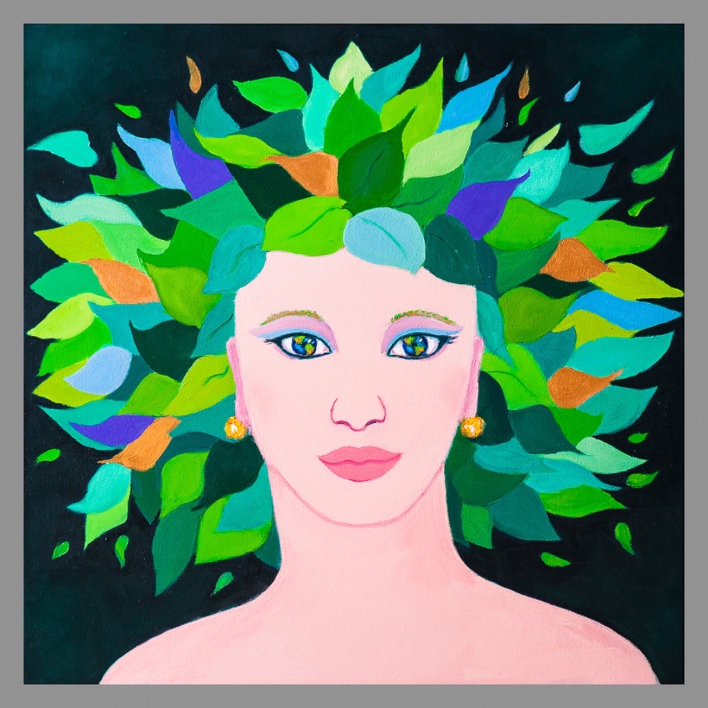 Painting "The earth is looking at you" , portrait 24"x24" x 1.25" depth